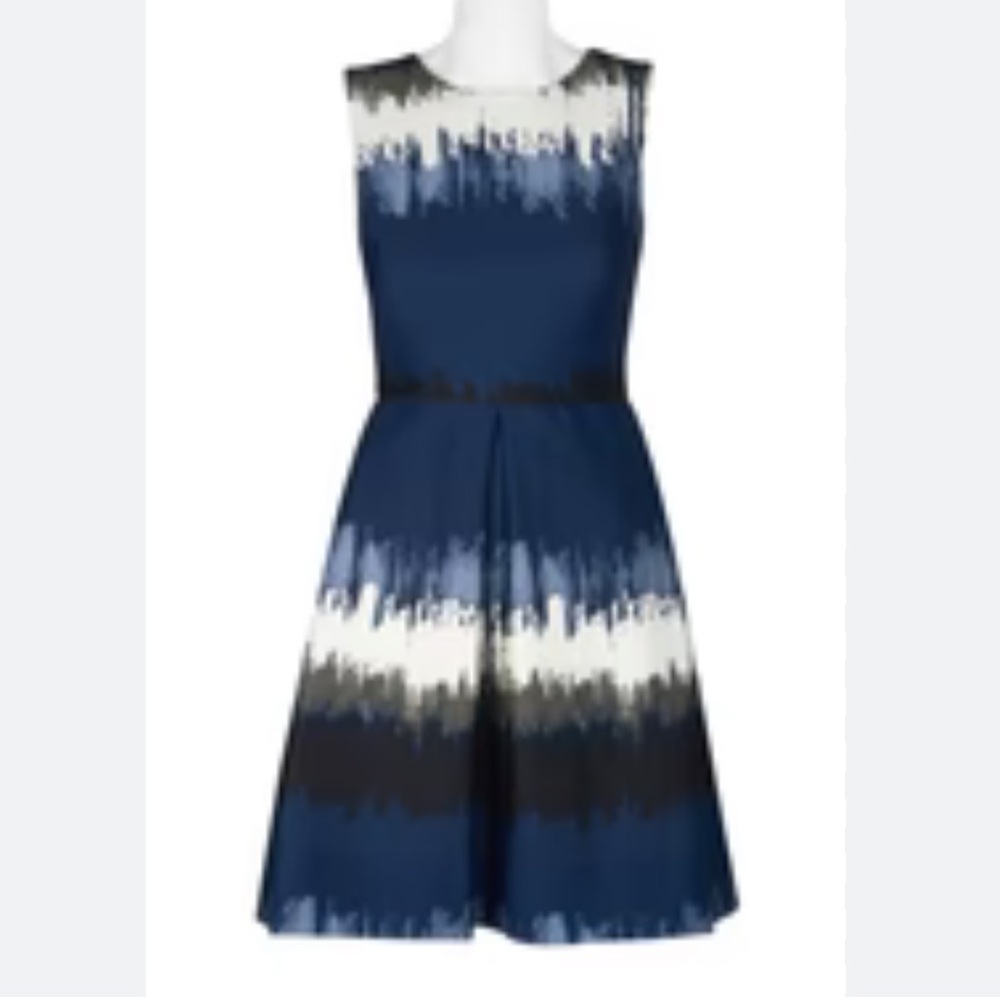 Just…Taylor Dark Blue and White Dress Knee Length Cut Size 6